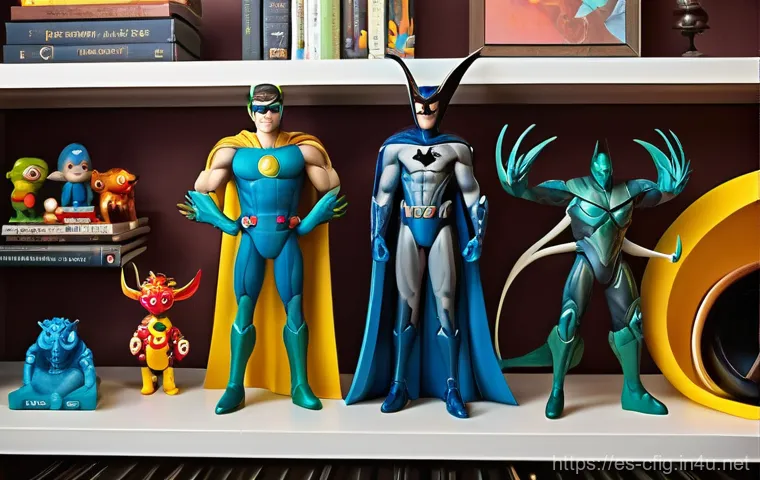 아트 토이와 캐릭터 피규어의 차이 - **Character Figure: Iconic Fantasy Hero on Display.**
    "A meticulously crafted and highly detaile...