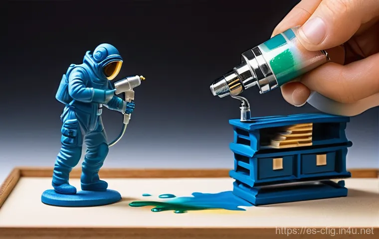 피규어 도색 도구 선택 팁 - **Prompt:** A close-up, high-detail shot of a skilled miniature painter, of ambiguous gender, focuse...